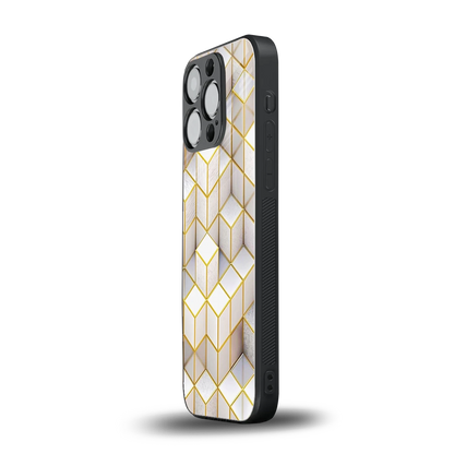 Golden Geometry iphone 13 pro mobile cover | shockproof glass phone case