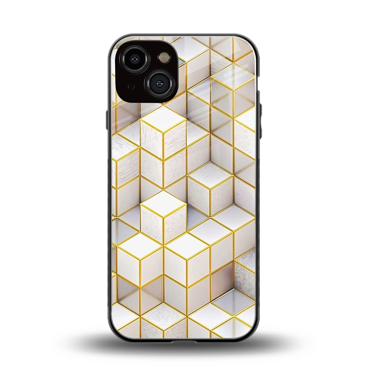 Golden Geometry back phone cover | glass case for iphone 14