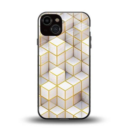 Golden Geometry back phone cover | glass case for iphone 14