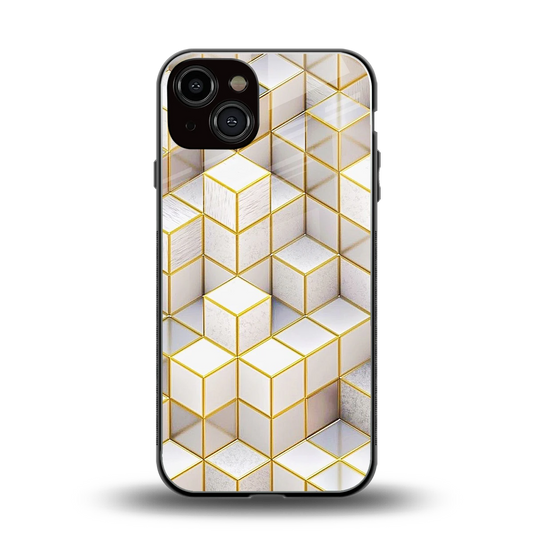 Golden Geometry back phone cover | glass case for iphone 14