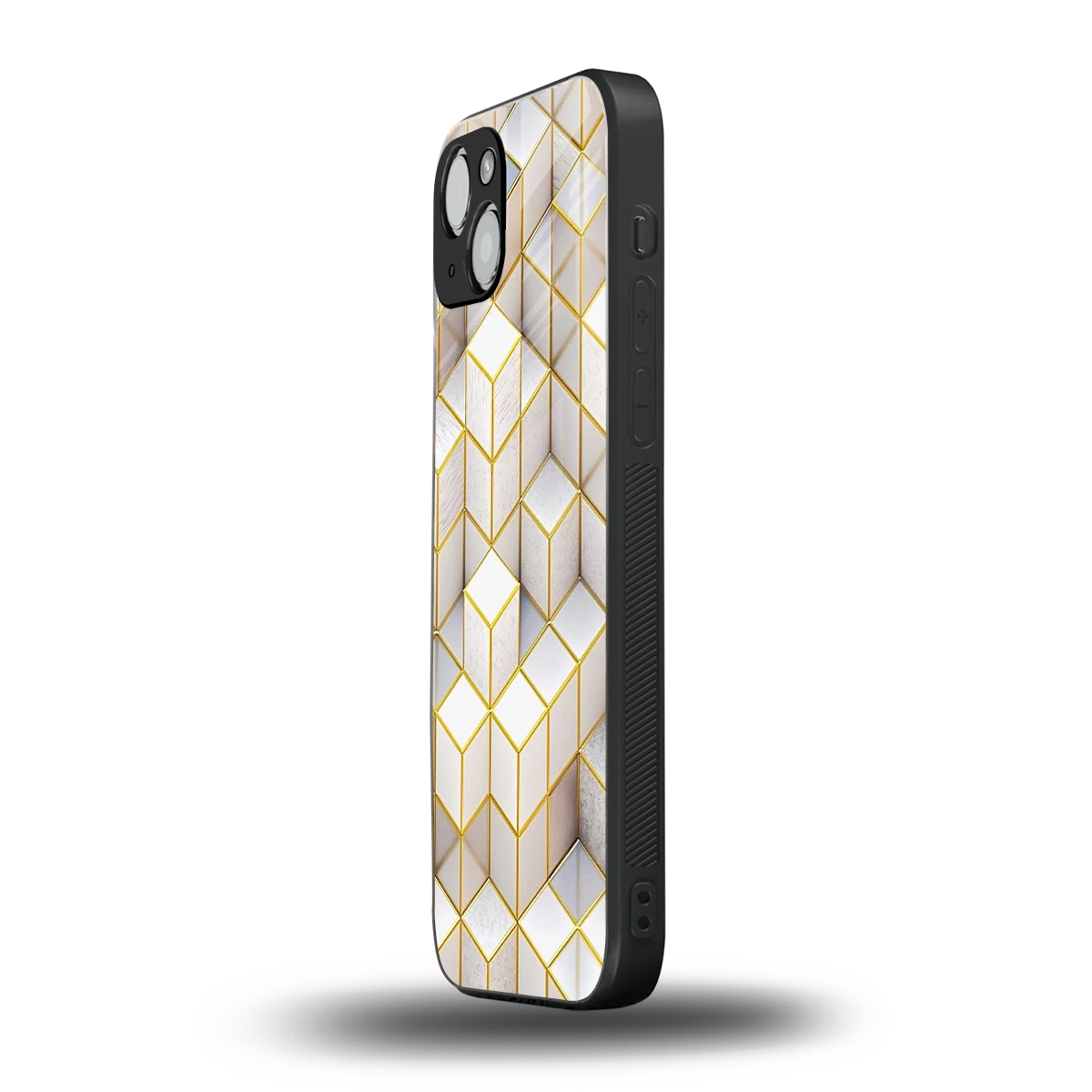 Golden Geometry iphone 13 mobile cover | shockproof glass phone case