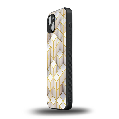 Golden Geometry iphone 14 plus mobile cover | shockproof glass phone case