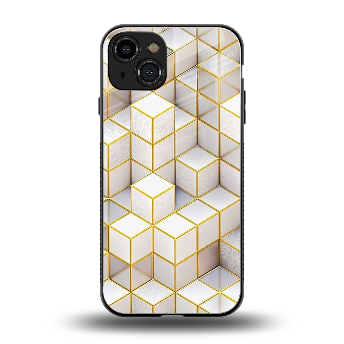 Golden Geometry back phone cover | glass case for iphone 15