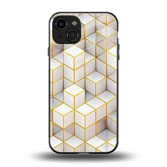 Golden Geometry back phone cover | glass case for iphone 15