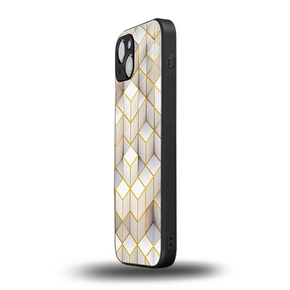 Golden Geometry iphone 15 mobile cover | shockproof glass phone case