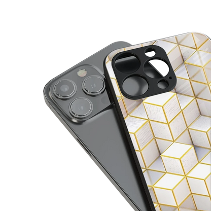 Golden Geometry stylish phone case for iphone 14 | glossy glass and slim fit