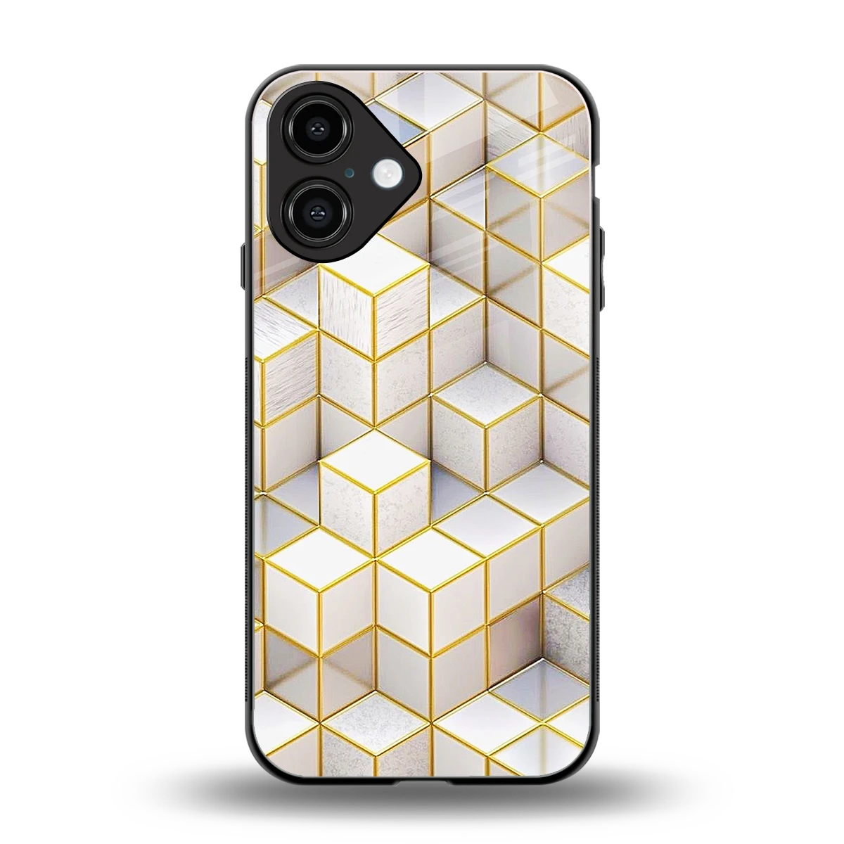 Golden Geometry back phone cover | glass case for iphone 16