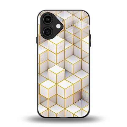 Golden Geometry back phone cover | glass case for iphone 16
