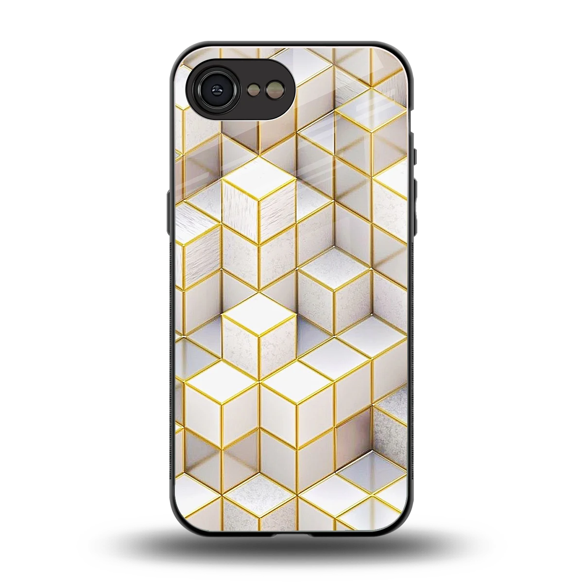 Golden Geometry back phone cover | glass case for iphone 17e