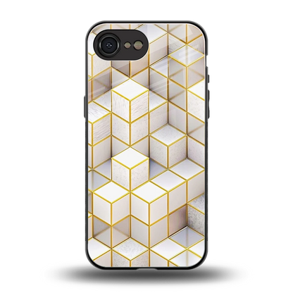 Golden Geometry back phone cover | glass case for iphone 17e