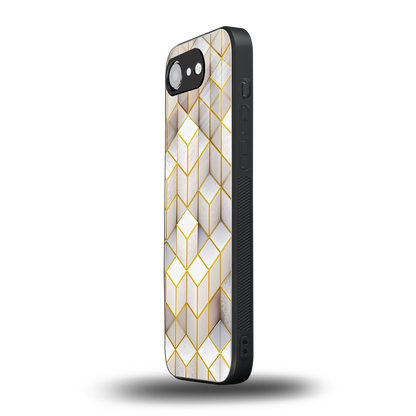 Golden Geometry iphone 16e mobile cover | shockproof glass phone case
