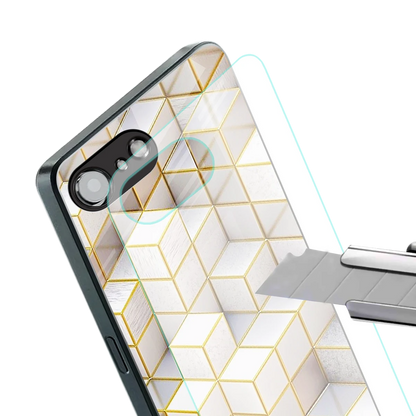 Golden Geometry stylish phone case for iphone 16e | glossy glass and slim fit