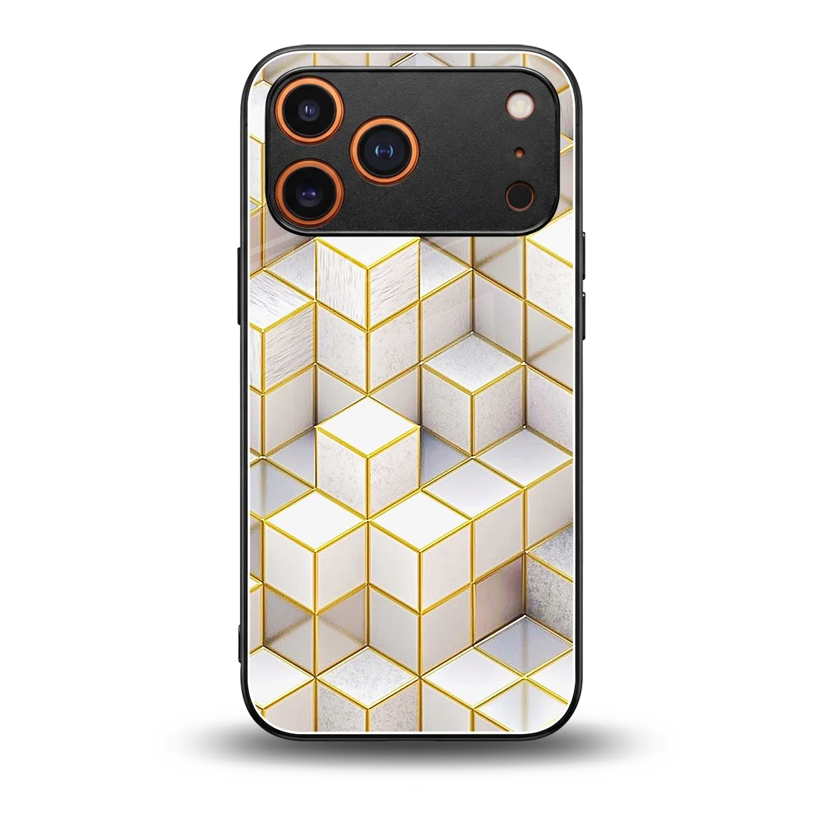 Golden Geometry back phone cover | glass case for iphone 17 pro