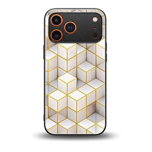 Golden Geometry back phone cover | glass case for iphone 17 pro max