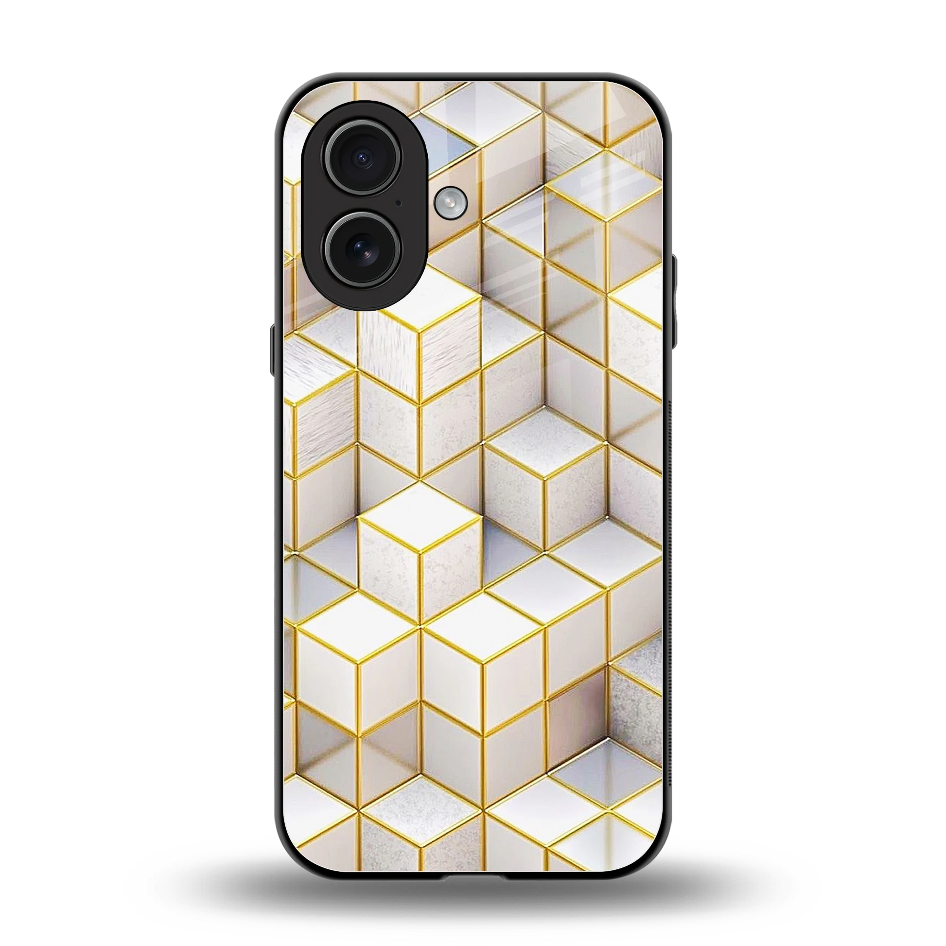 Golden Geometry back phone cover | glass case for iphone 17