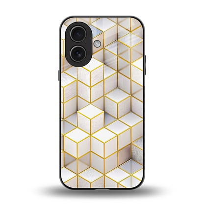 Golden Geometry back phone cover | glass case for iphone 17