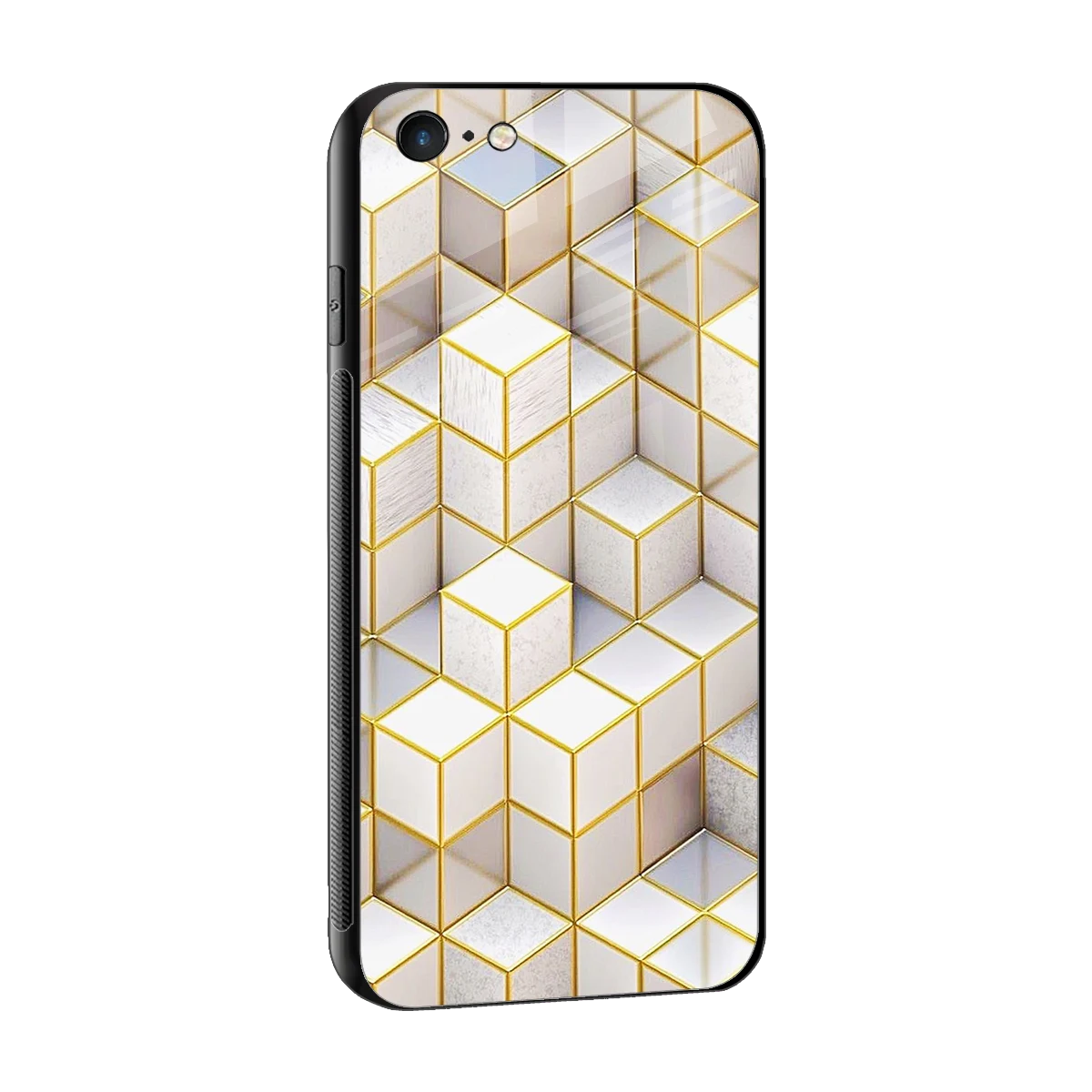 Golden Geometry sleek iphone 6 cover with tempered glass back and TPU edges