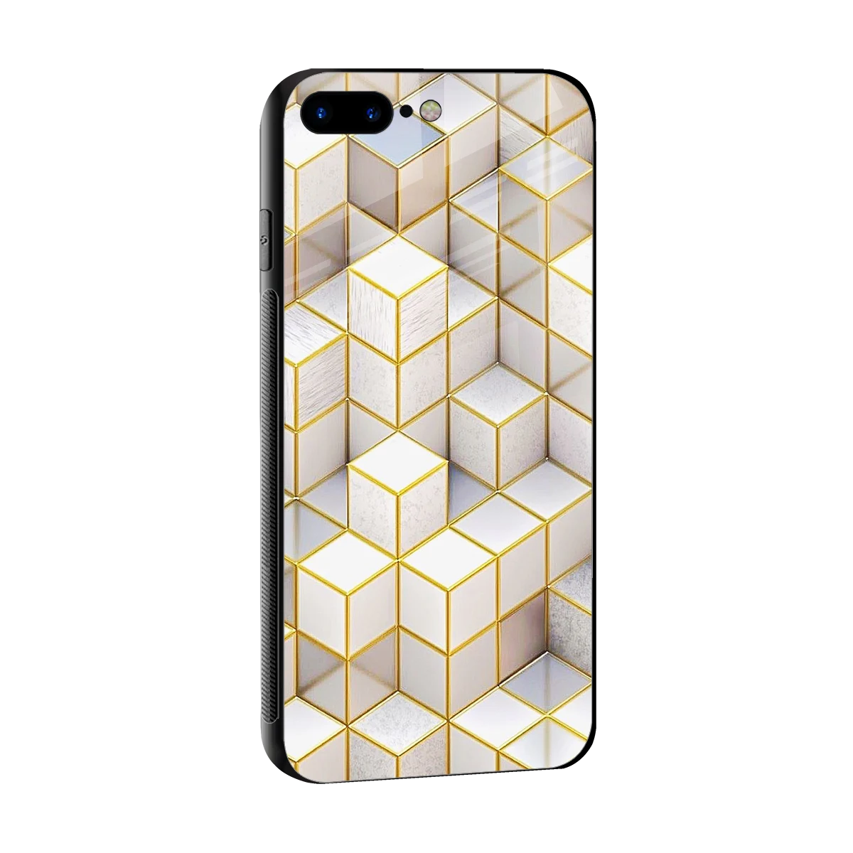 Golden Geometry sleek iphone 8 plus cover with tempered glass back and TPU edges
