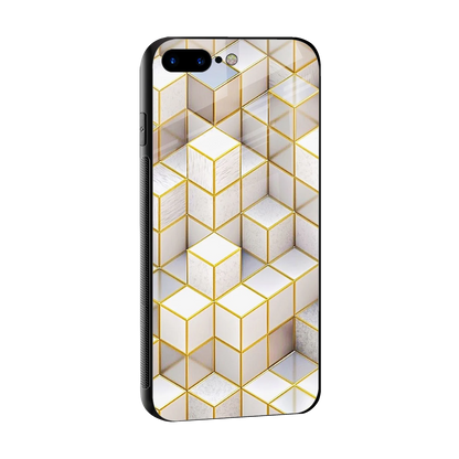 Golden Geometry sleek iphone 8 plus cover with tempered glass back and TPU edges