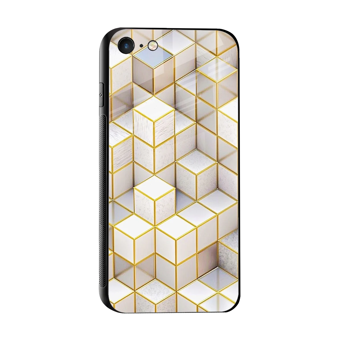 Golden Geometry sleek iphone 7 cover with tempered glass back and TPU edges