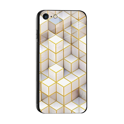 Golden Geometry sleek iphone 7 cover with tempered glass back and TPU edges