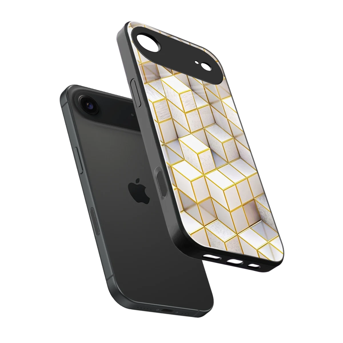 Golden Geometry sleek iphone air cover with tempered glass back and TPU edges