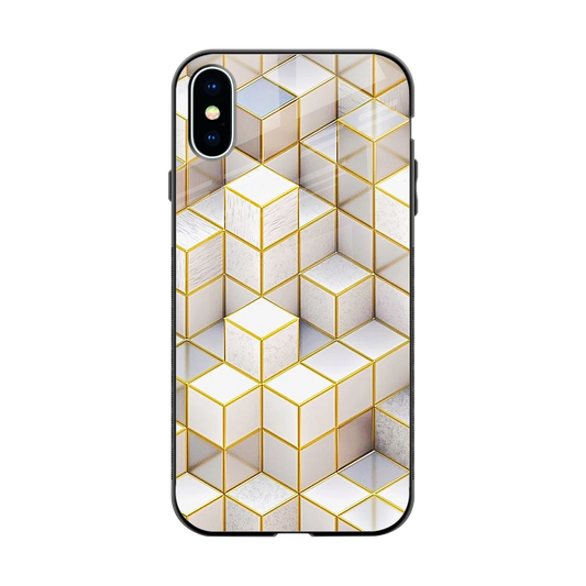 Golden Geometry back phone cover | glass case for iphone x