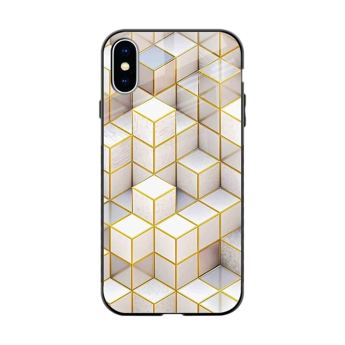 Golden Geometry back phone cover | glass case for iphone xs