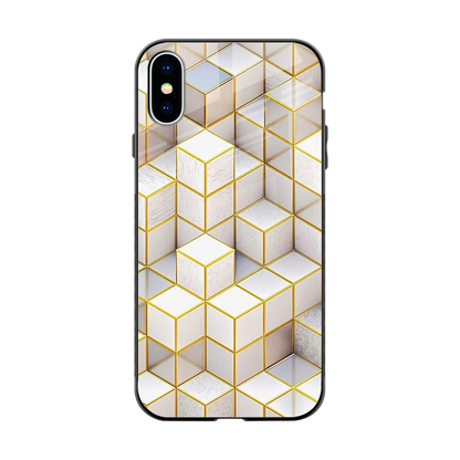Golden Geometry back phone cover | glass case for iphone xs