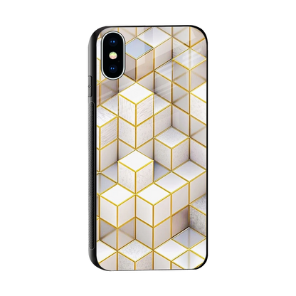 Golden Geometry sleek iphone xs cover with tempered glass back and TPU edges