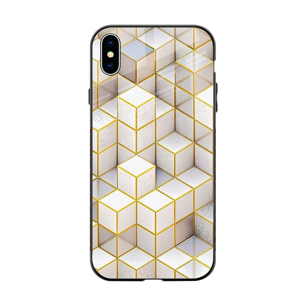 Golden Geometry back phone cover | glass case for iphone xs max