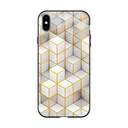 Golden Geometry back phone cover | glass case for iphone xs max