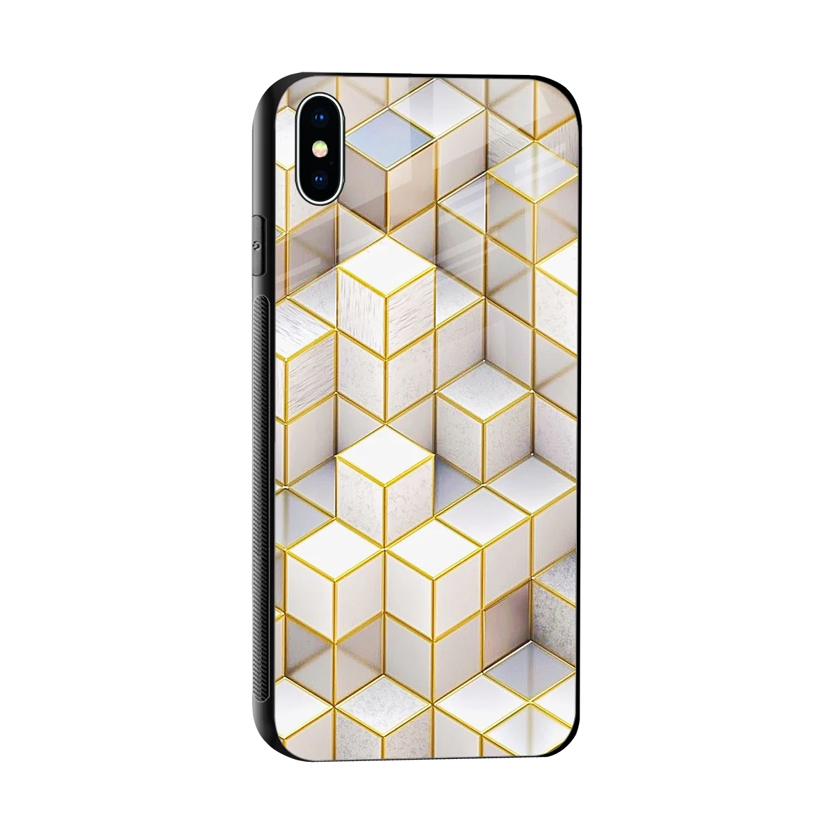Golden Geometry sleek iphone xs max cover with tempered glass back and TPU edges