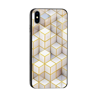 Golden Geometry sleek iphone xs max cover with tempered glass back and TPU edges