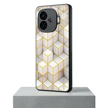 Golden Geometry iqoo neo 10r 5g mobile cover | shockproof glass phone case
