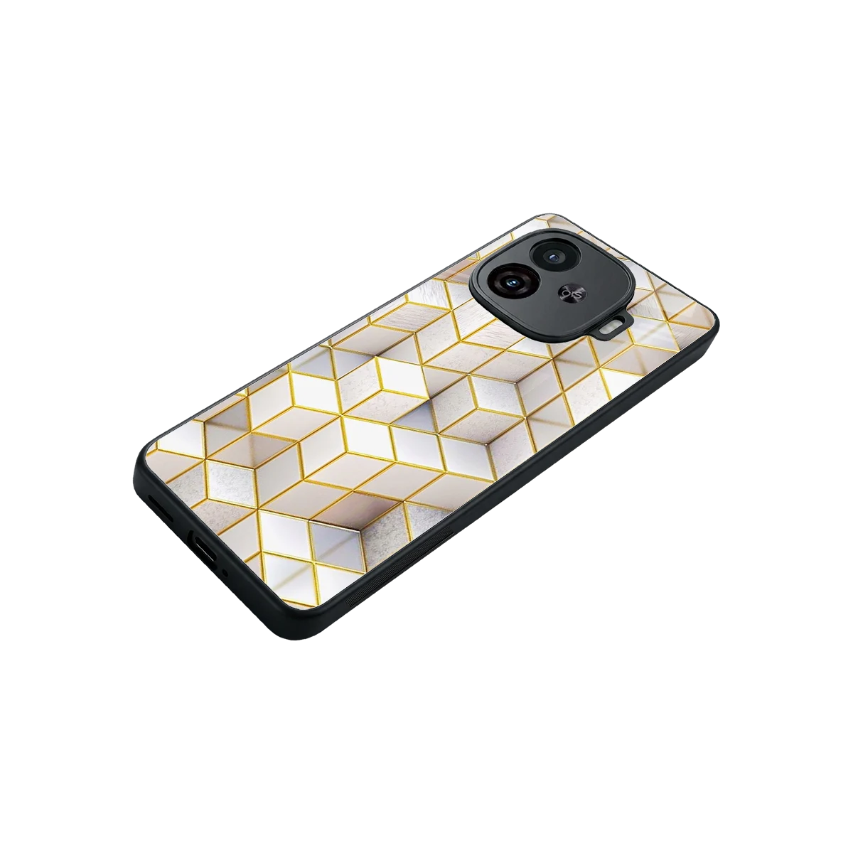 Golden Geometry stylish phone case for iqoo neo 10r 5g | glossy glass and slim fit