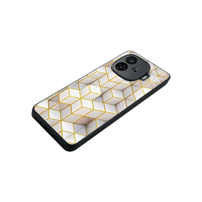 Golden Geometry stylish phone case for iqoo neo 10r 5g | glossy glass and slim fit