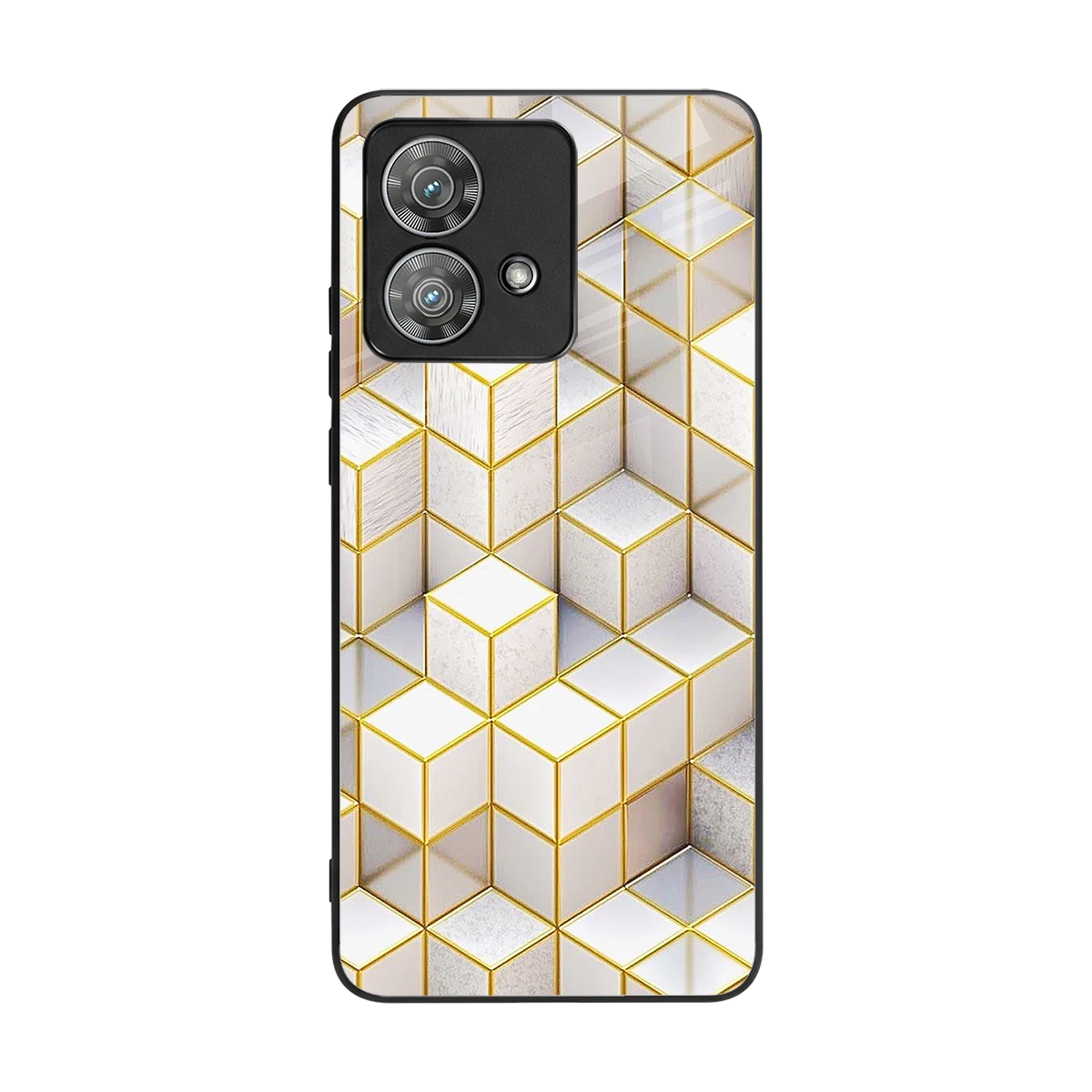 Golden Geometry back phone cover | glass case for motorola edge 40 neo 5g