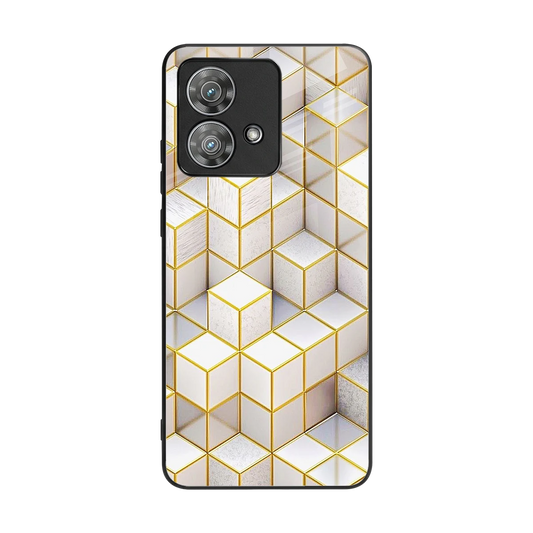 Golden Geometry back phone cover | glass case for motorola edge 40 neo 5g