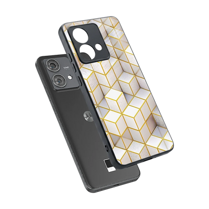 Golden Geometry sleek motorola edge 40 neo 5g cover with tempered glass back and TPU edges