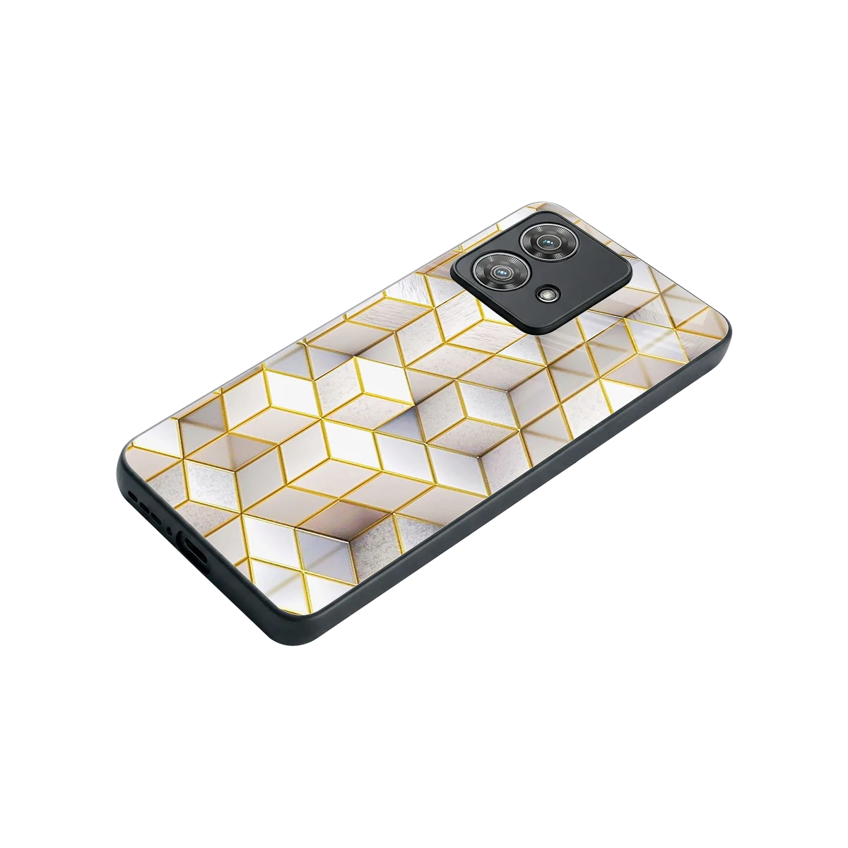 Golden Geometry stylish phone case for motorola edge 40 neo 5g | glossy glass and slim fit
