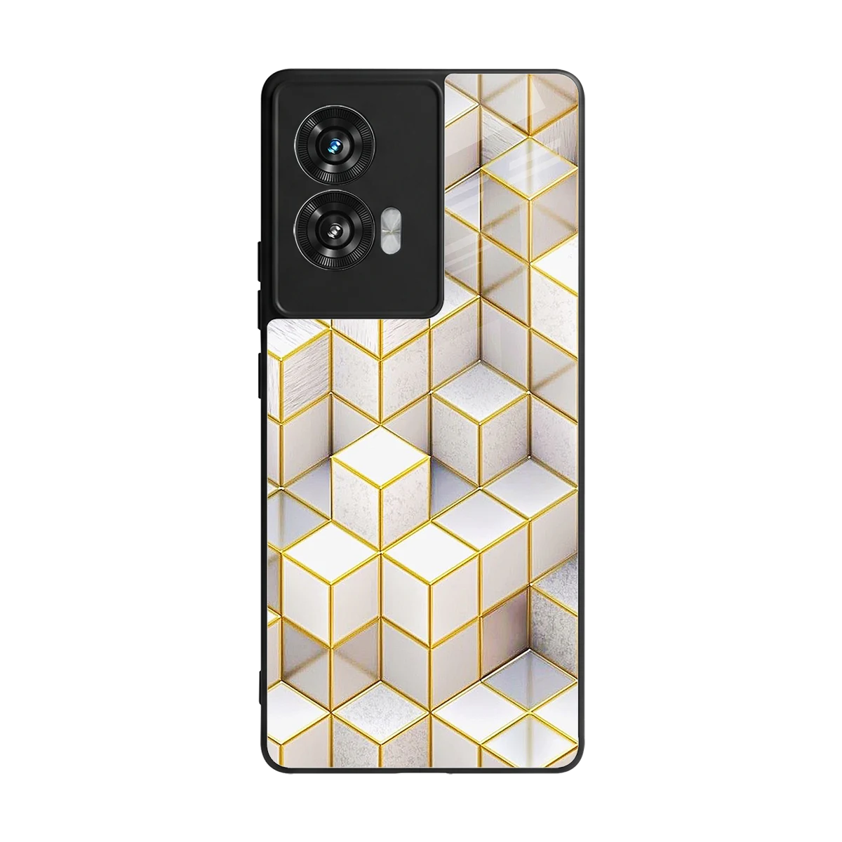 Golden Geometry back phone cover | glass case for motorola edge 50 fusion