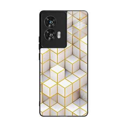 Golden Geometry back phone cover | glass case for motorola edge 50 fusion