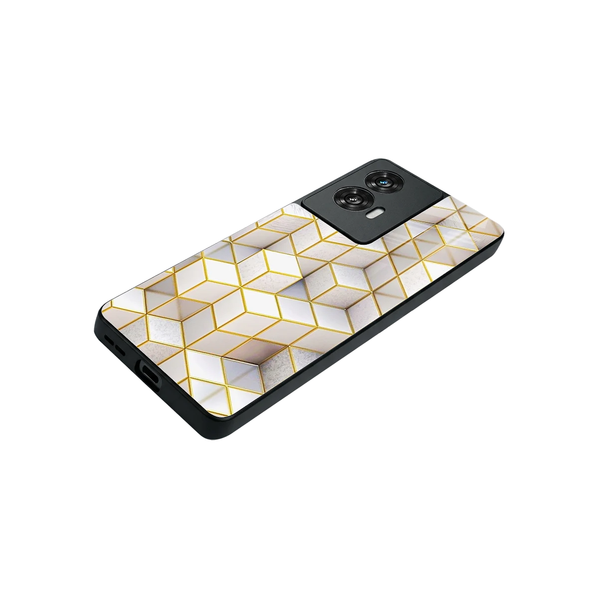 Golden Geometry stylish phone case for motorola edge 50 fusion | glossy glass and slim fit