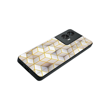 Golden Geometry stylish phone case for motorola edge 50 fusion | glossy glass and slim fit