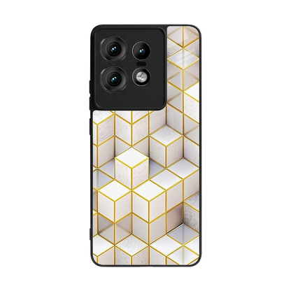 Golden Geometry back phone cover | glass case for motorola edge 50 pro