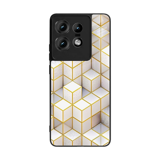 Golden Geometry back phone cover | glass case for motorola edge 50 pro