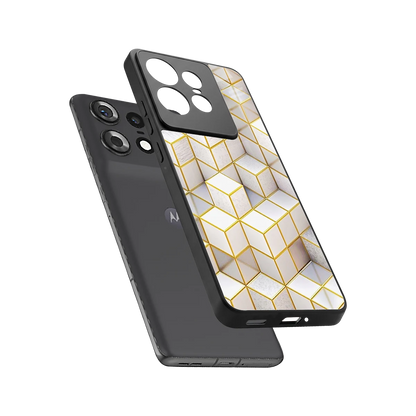 Golden Geometry sleek motorola edge 50 pro cover with tempered glass back and TPU edges