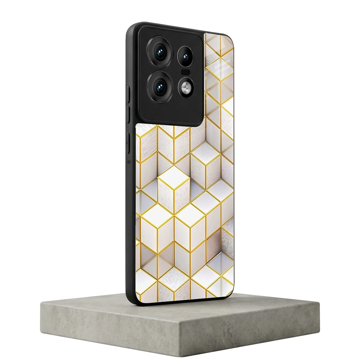 Golden Geometry motorola edge 50 pro mobile cover | shockproof glass phone case