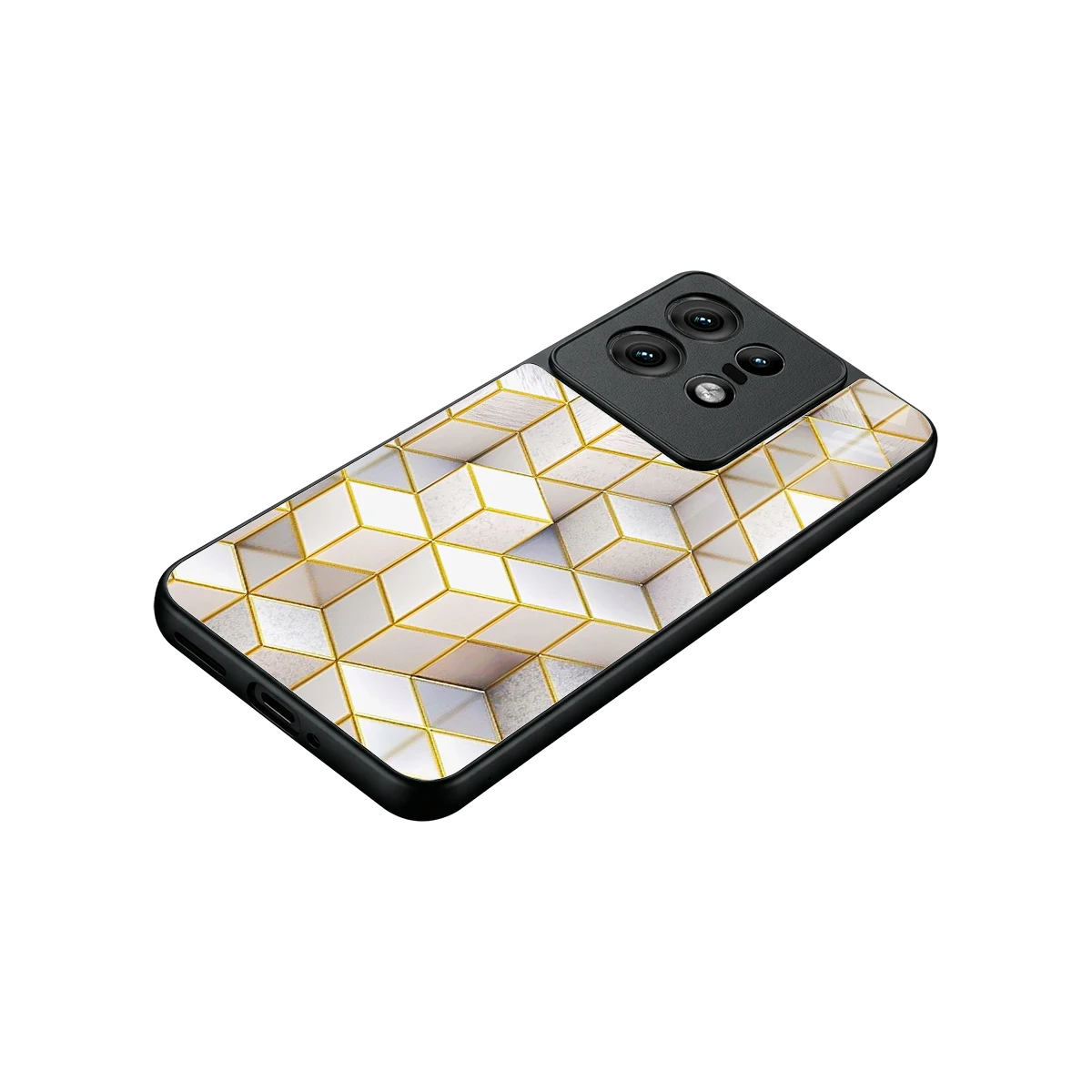 Golden Geometry stylish phone case for motorola edge 50 pro | glossy glass and slim fit